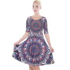 Quarter Sleeve A-Line Dress 