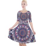 Pattern Nature Quarter Sleeve A-Line Dress With Pockets