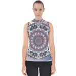 Pattern Nature Mock Neck Shell Top