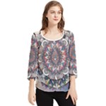 Pattern Nature Chiffon Quarter Sleeve Blouse