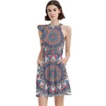 Pattern Nature Cocktail Party Halter Sleeveless Dress With Pockets