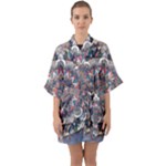 Pattern Nature Half Sleeve Satin Kimono 