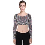 Pattern Nature Velvet Long Sleeve Crop Top