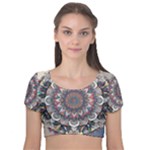 Pattern Nature Velvet Short Sleeve Crop Top 