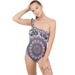 Pattern Nature Frilly One Shoulder Swimsuit