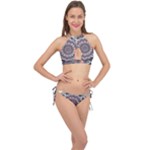 Pattern Nature Cross Front Halter Bikini Set