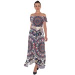 Pattern Nature Off Shoulder Open Front Chiffon Dress