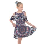 Pattern Nature Kids  Shoulder Cutout Chiffon Dress