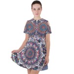 Pattern Nature Short Sleeve Shoulder Cut Out Dress 