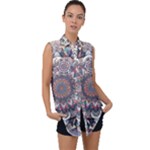 Pattern Nature Sleeveless Chiffon Button Shirt