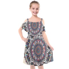 Kids  Cut Out Shoulders Chiffon Dress 