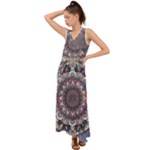 Pattern Nature V-Neck Chiffon Maxi Dress