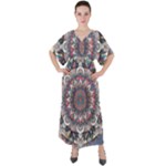 Pattern Nature V-Neck Boho Style Maxi Dress