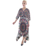 Pattern Nature Quarter Sleeve Wrap Front Maxi Dress