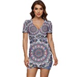 Pattern Nature Low Cut Cap Sleeve Mini Dress