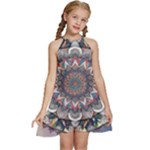 Pattern Nature Kids  Halter Collar Waist Tie Chiffon Dress