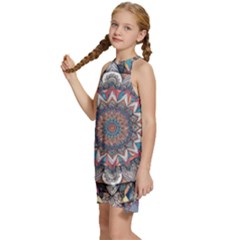 Kids  Halter Collar Waist Tie Chiffon Dress 