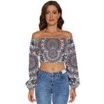 Pattern Nature Long Sleeve Crinkled Weave Crop Top