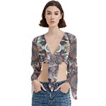 Pattern Nature Trumpet Sleeve Cropped Top