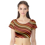 Waves Pattern Abstract Neutrals Short Sleeve Crop Top