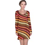 Waves Pattern Abstract Neutrals Long Sleeve Nightdress