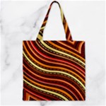 Waves Pattern Abstract Neutrals Zipper Grocery Tote Bag