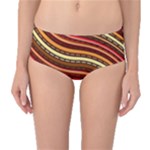 Waves Pattern Abstract Neutrals Mid-Waist Bikini Bottoms