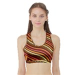 Waves Pattern Abstract Neutrals Sports Bra with Border