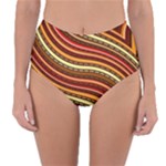 Waves Pattern Abstract Neutrals Reversible High-Waist Bikini Bottoms