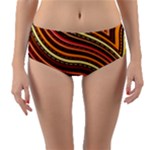 Waves Pattern Abstract Neutrals Reversible Mid-Waist Bikini Bottoms