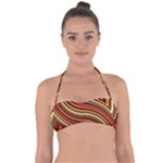 Waves Pattern Abstract Neutrals Tie Back Bikini Top