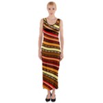 Waves Pattern Abstract Neutrals Fitted Maxi Dress