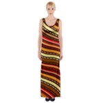 Waves Pattern Abstract Neutrals Thigh Split Maxi Dress