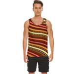 Waves Pattern Abstract Neutrals Men s Wide Collar Tank Top