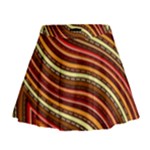 Waves Pattern Abstract Neutrals Mini Flare Skirt