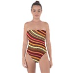 Waves Pattern Abstract Neutrals Tie Back One Piece Swimsuit