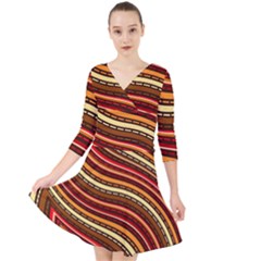 Quarter Sleeve Front Wrap Dress 