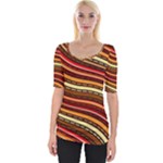 Waves Pattern Abstract Neutrals Wide Neckline T-Shirt