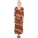 Waves Pattern Abstract Neutrals Quarter Sleeve Wrap Maxi Dress