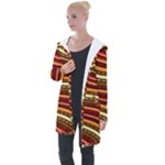 Waves Pattern Abstract Neutrals Longline Hooded Cardigan