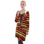 Waves Pattern Abstract Neutrals Hooded Pocket Cardigan