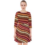 Waves Pattern Abstract Neutrals Smock Dress