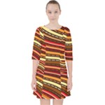 Waves Pattern Abstract Neutrals Quarter Sleeve Pocket Dress