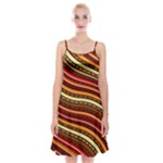 Waves Pattern Abstract Neutrals Spaghetti Strap Velvet Dress