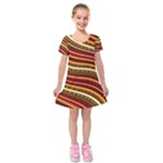 Waves Pattern Abstract Neutrals Kids  Short Sleeve Velvet Dress