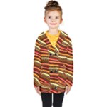 Waves Pattern Abstract Neutrals Kids  Double Breasted Button Coat