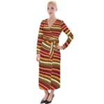 Waves Pattern Abstract Neutrals Velvet Maxi Wrap Dress