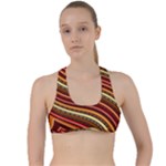 Waves Pattern Abstract Neutrals Criss Cross Racerback Sports Bra