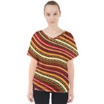 Waves Pattern Abstract Neutrals V-Neck Dolman Drape Top