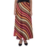 Waves Pattern Abstract Neutrals Flared Maxi Skirt